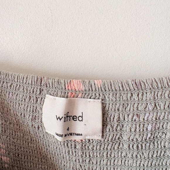 Aritzia Wilfred Bellow Mini Dress Sage Frost Green Floral Size 4 - Picture 7 of 8